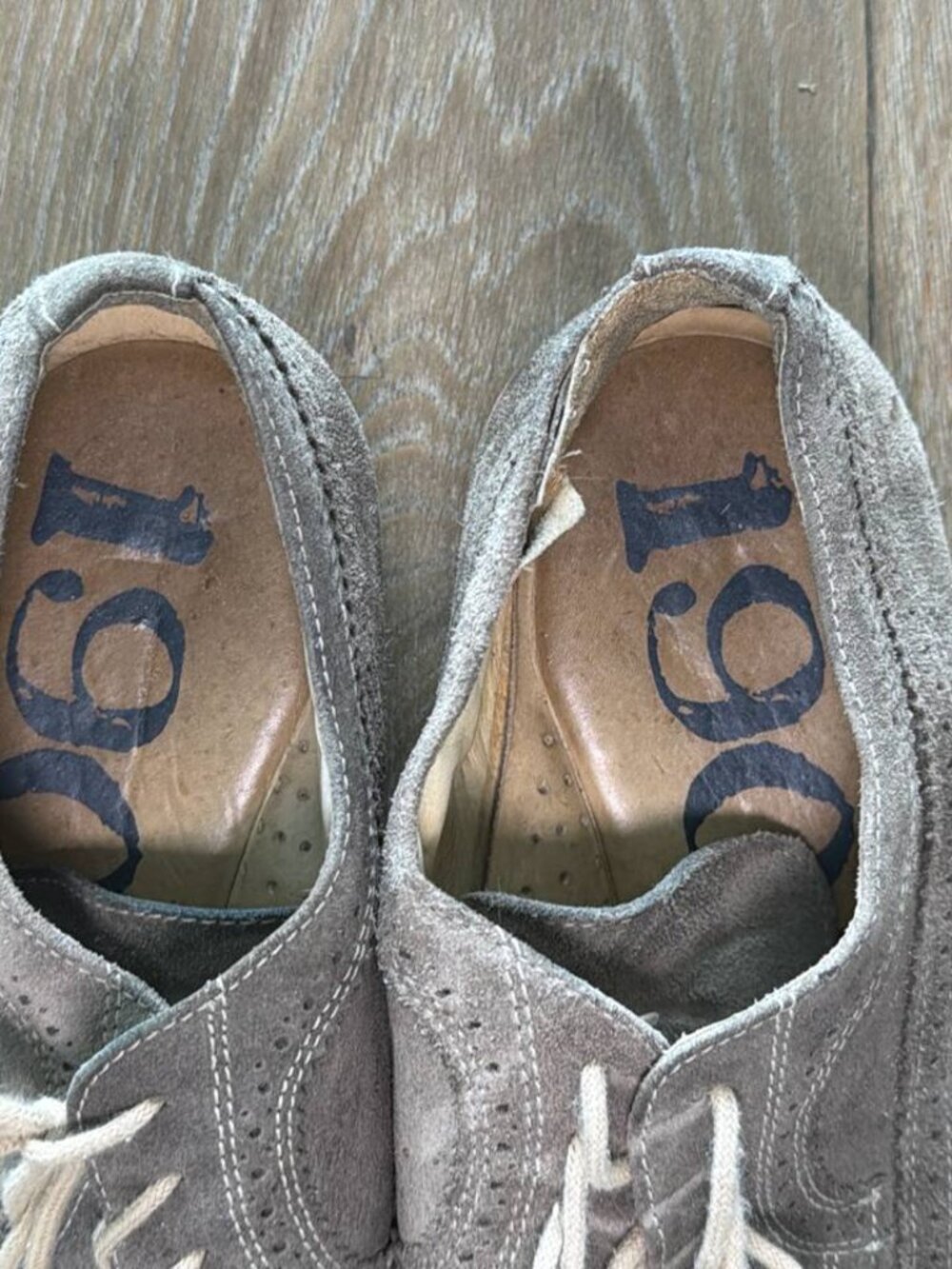 1901 Gray Suede Wingtip Oxfords Men's 14M - Lightly Used - Picture 7 of 8
